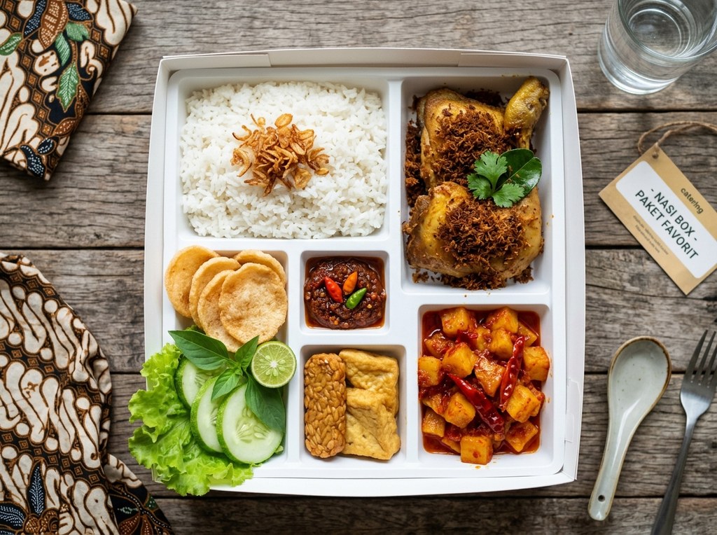 Paket Favorit Nasi Box Asyifa Catering Tasikmalaya - Ayam Serundeng dan Kentang Balado